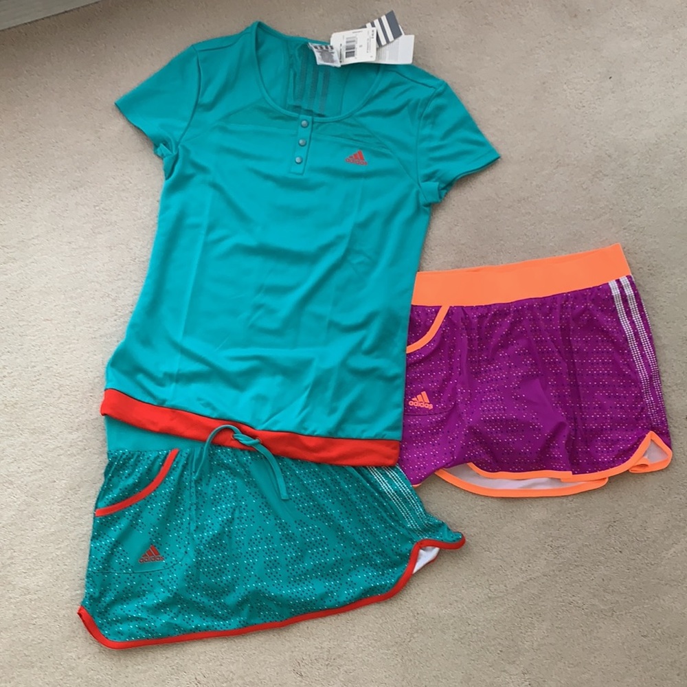 NWT Adidas lot Response 1 Top, 2 Skorts szS tennis 🎾 (plus bonus white shirt)